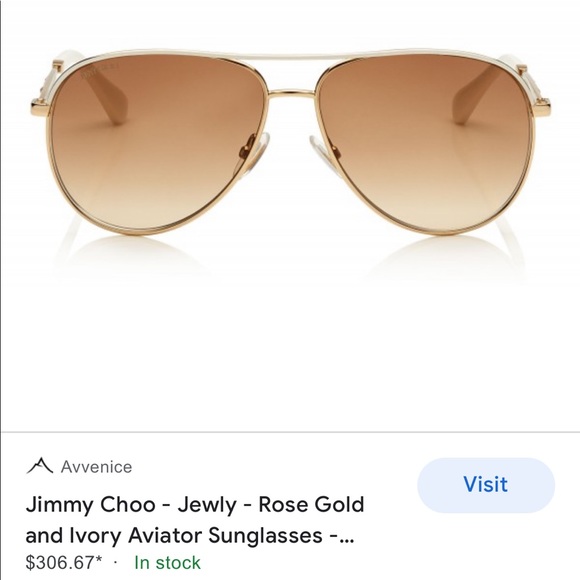 Jimmy Choo Jewly Rose Gold & Ivory Aviator